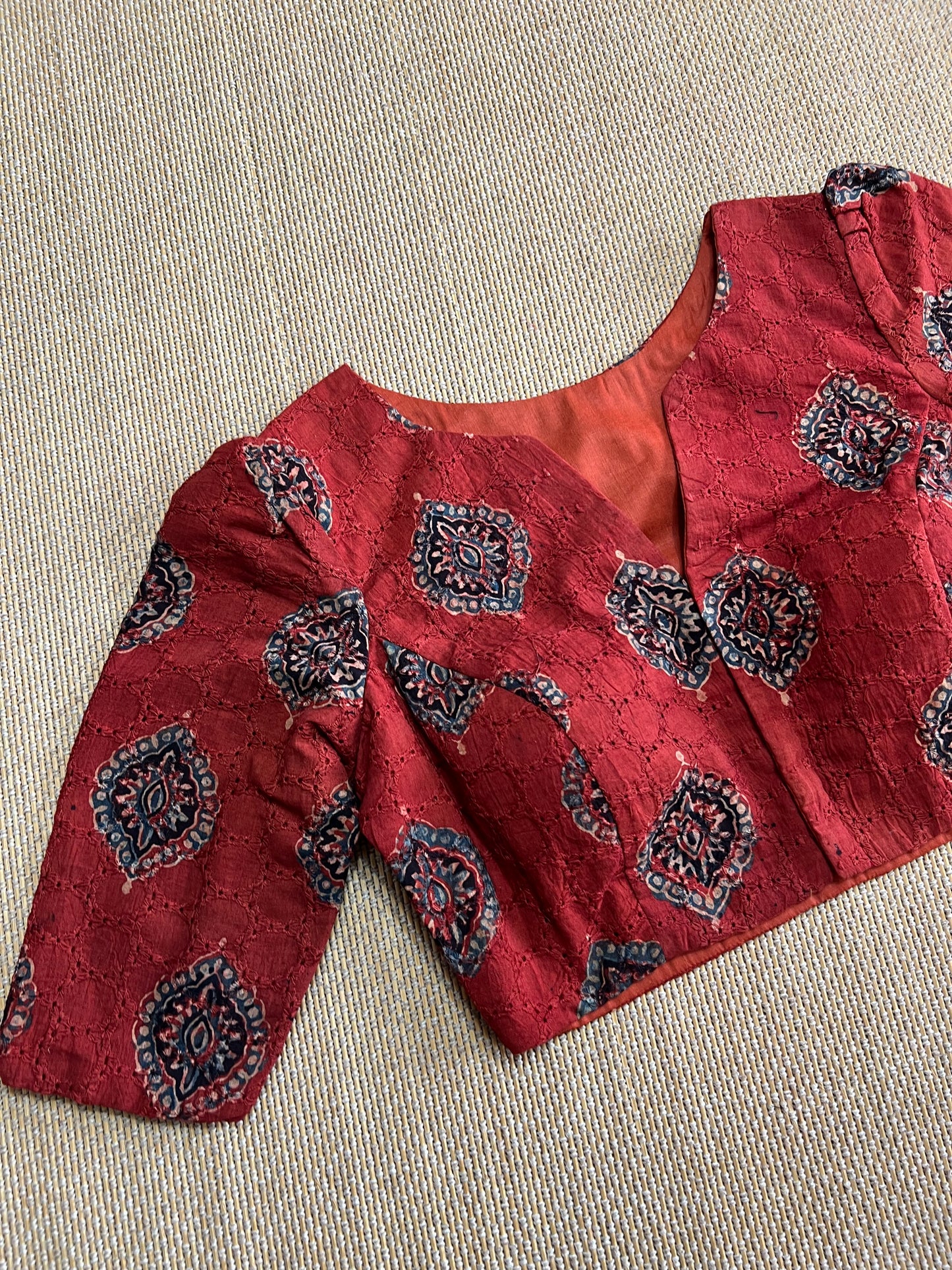 Hakoba cotton ajrakh ready made blouse