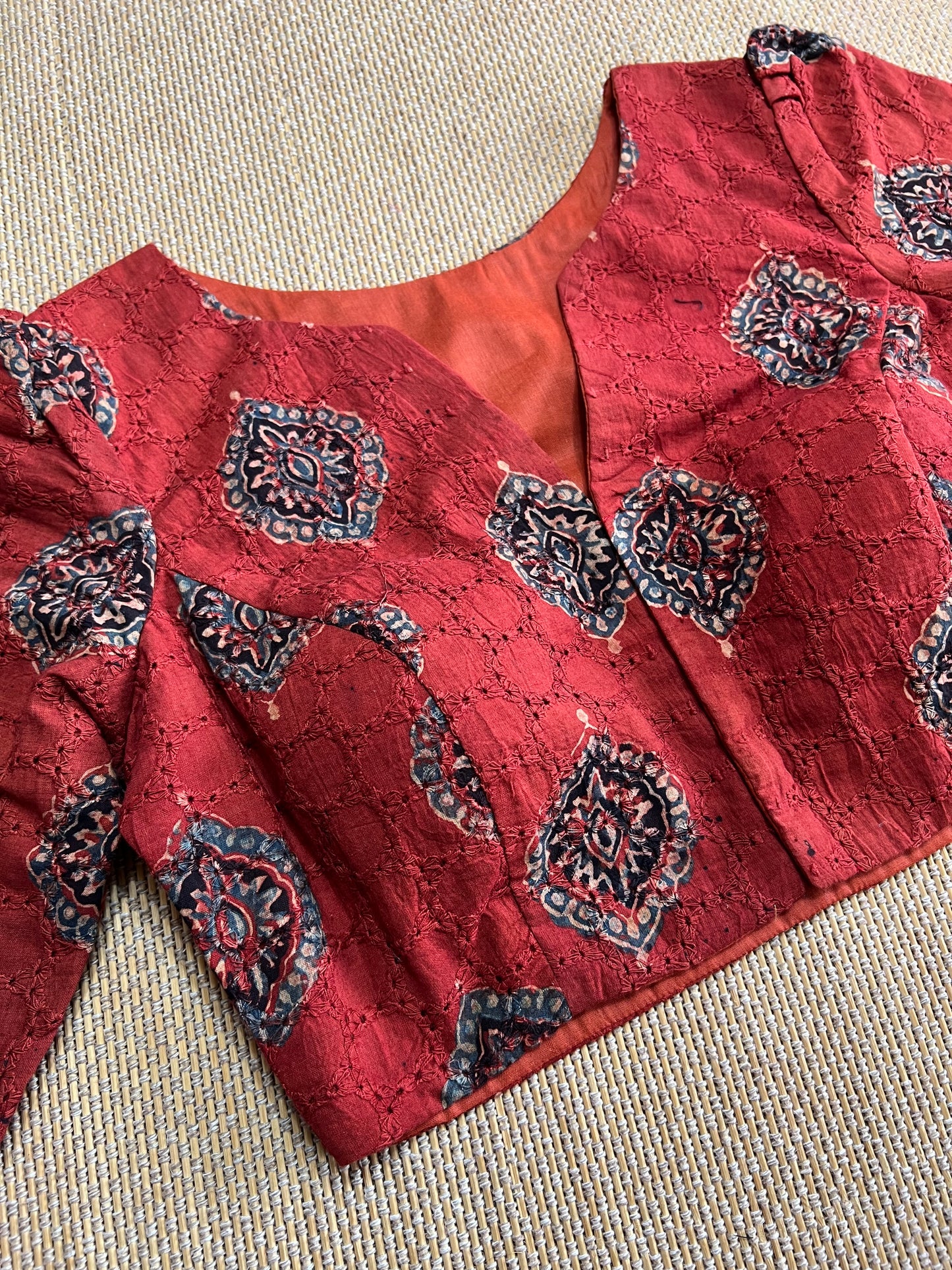 Hakoba cotton ajrakh ready made blouse