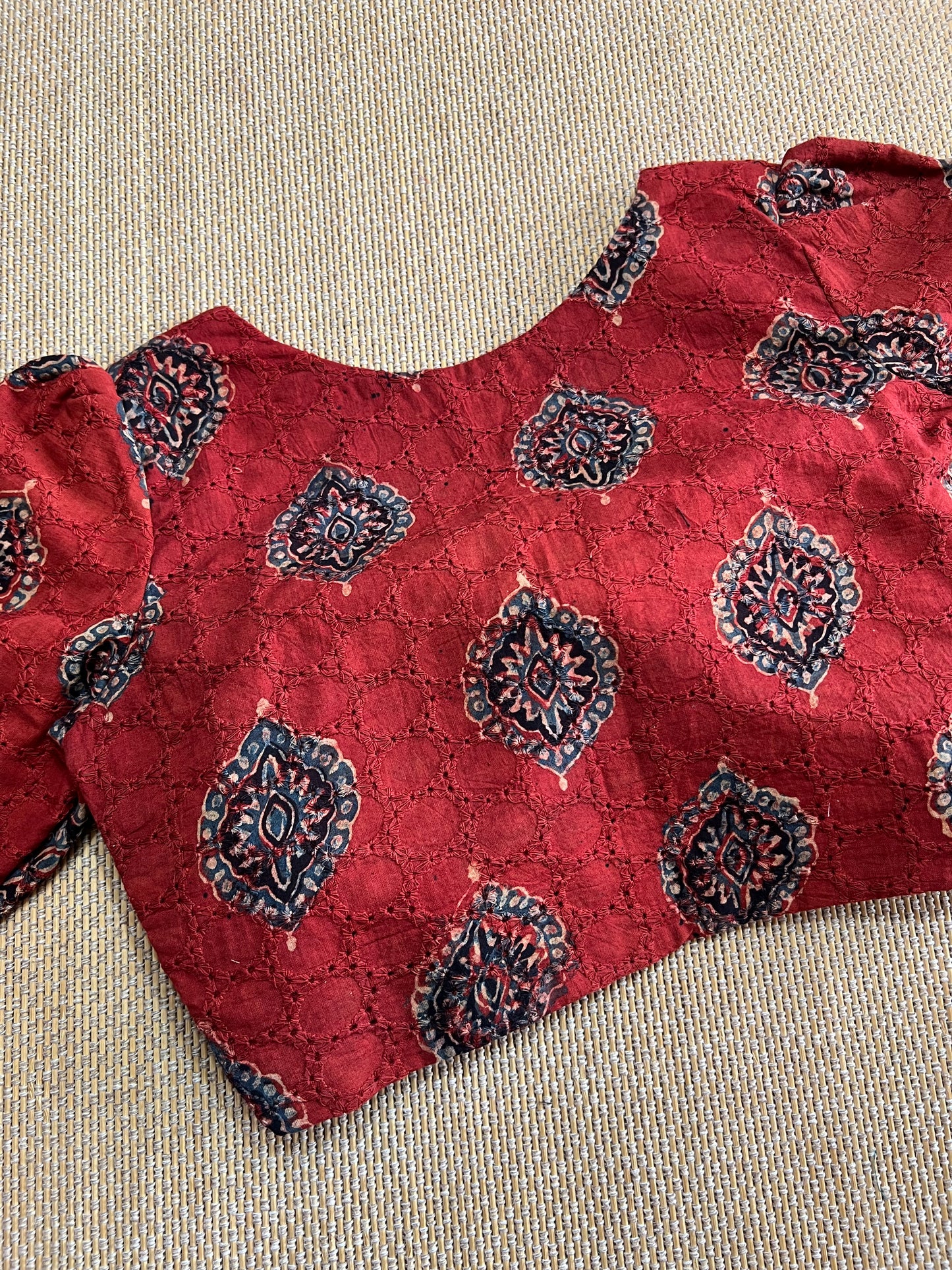 Hakoba cotton ajrakh ready made blouse