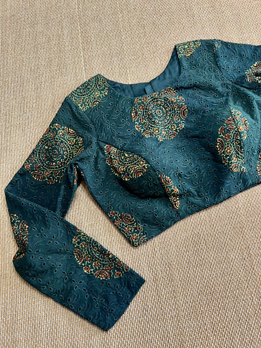 Hakoba cotton ajrakh ready made blouse