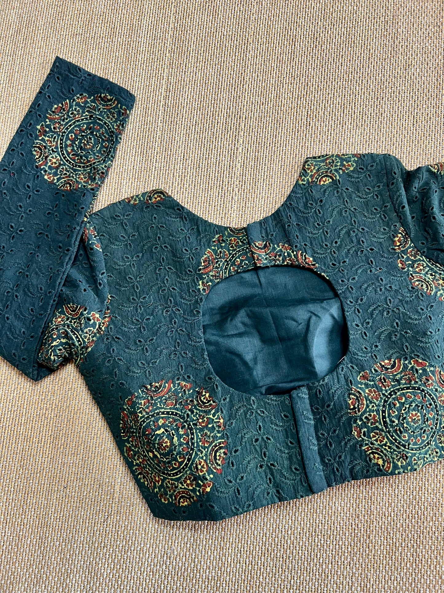 Hakoba cotton ajrakh ready made blouse