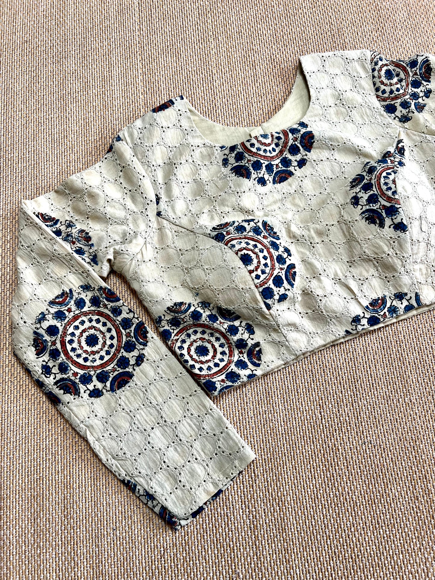 Hakoba cotton ajrakh ready made blouse