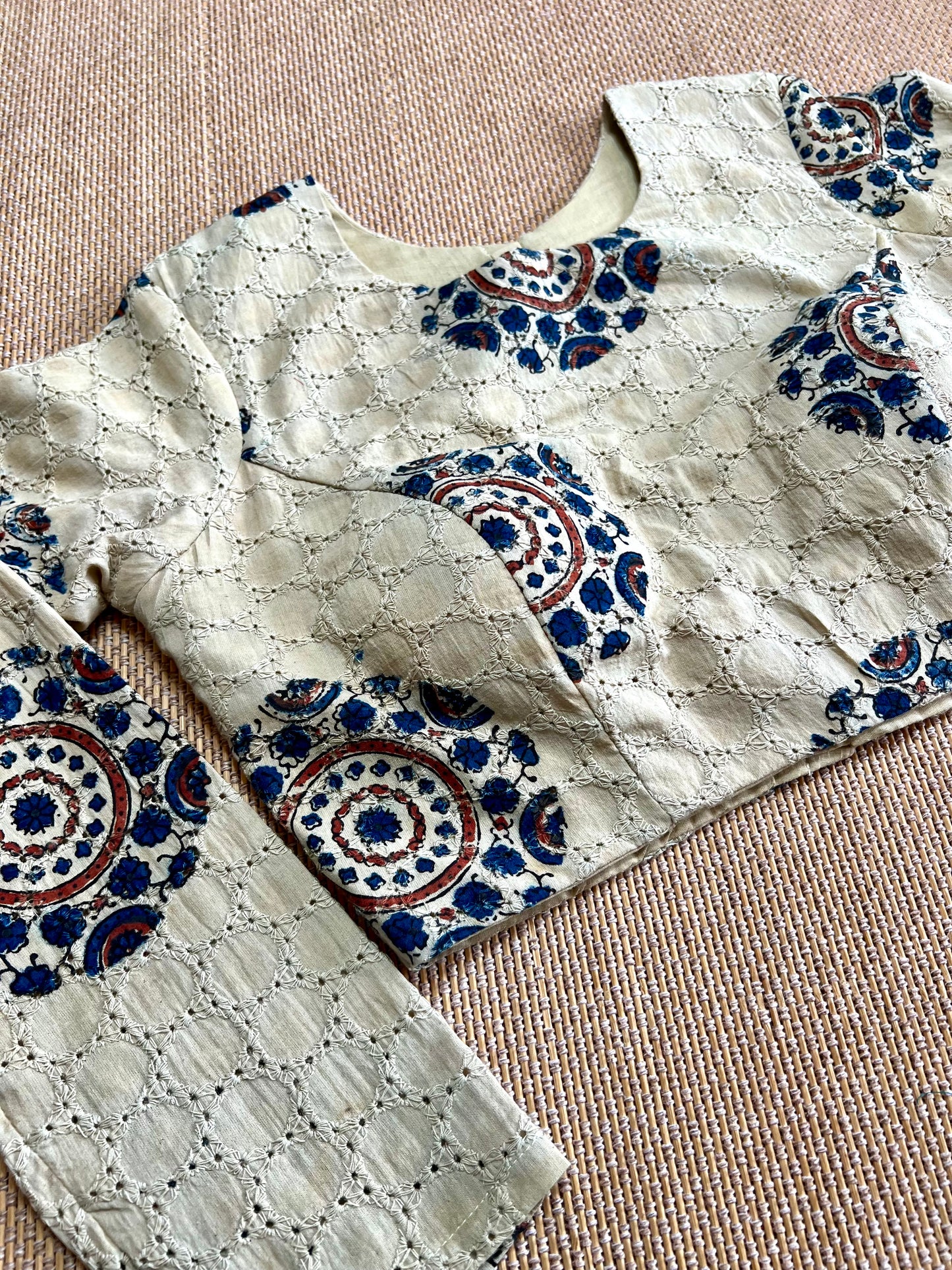Hakoba cotton ajrakh ready made blouse