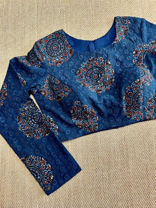 Hakoba cotton ajrakh ready made blouse
