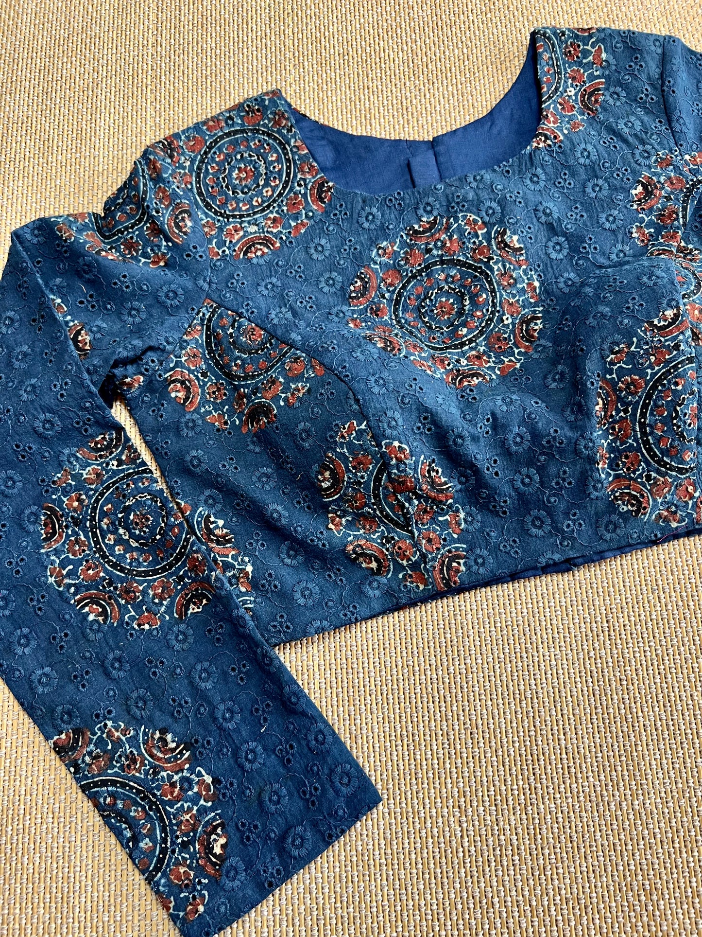 Hakoba cotton ajrakh ready made blouse