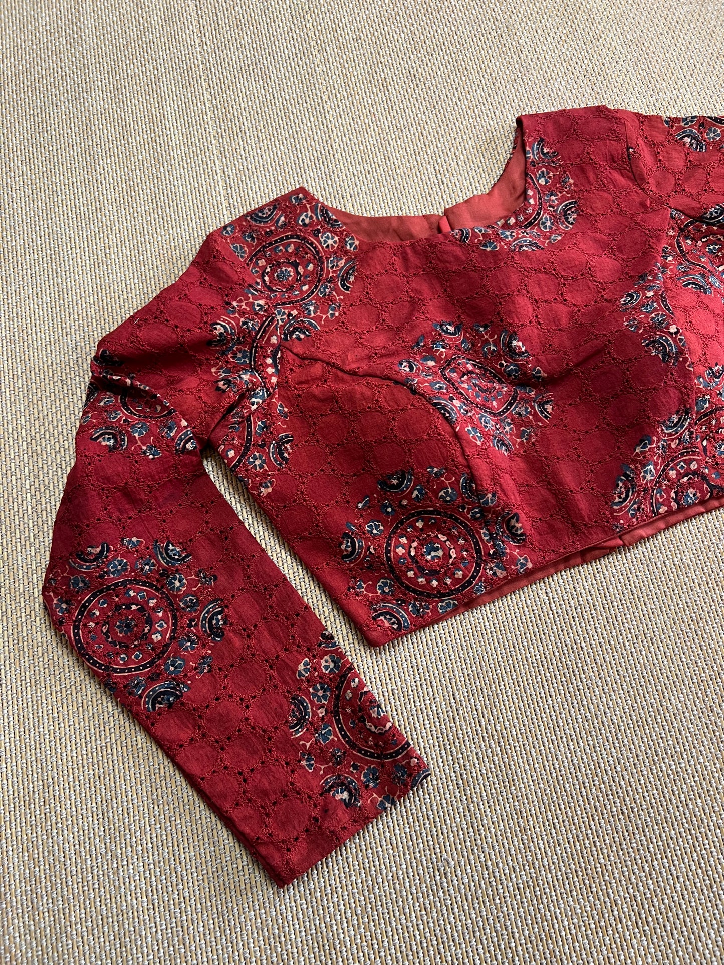 Hakoba cotton ajrakh ready made blouse