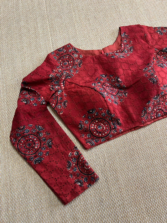 Hakoba cotton ajrakh ready made blouse