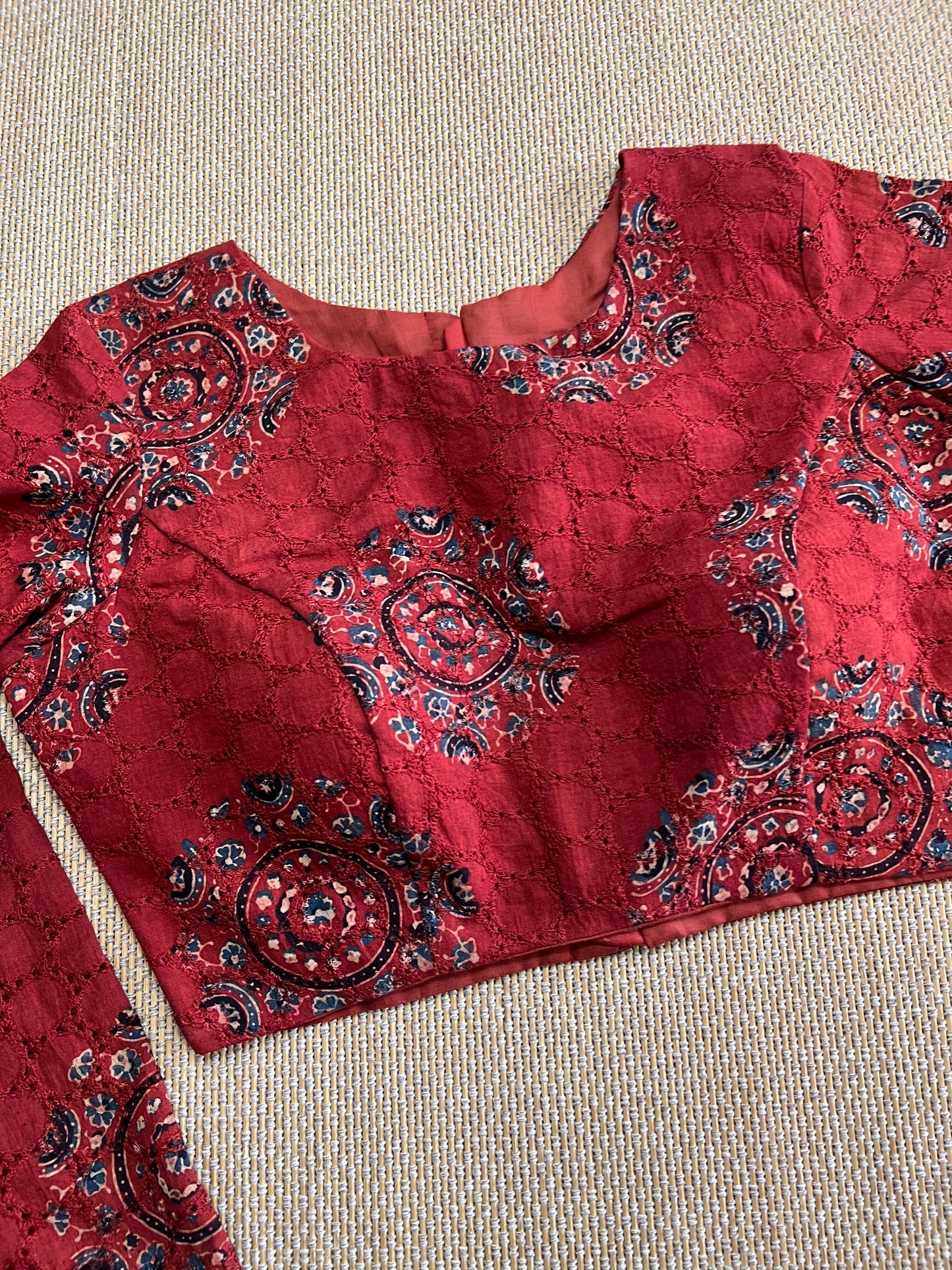 Hakoba cotton ajrakh ready made blouse