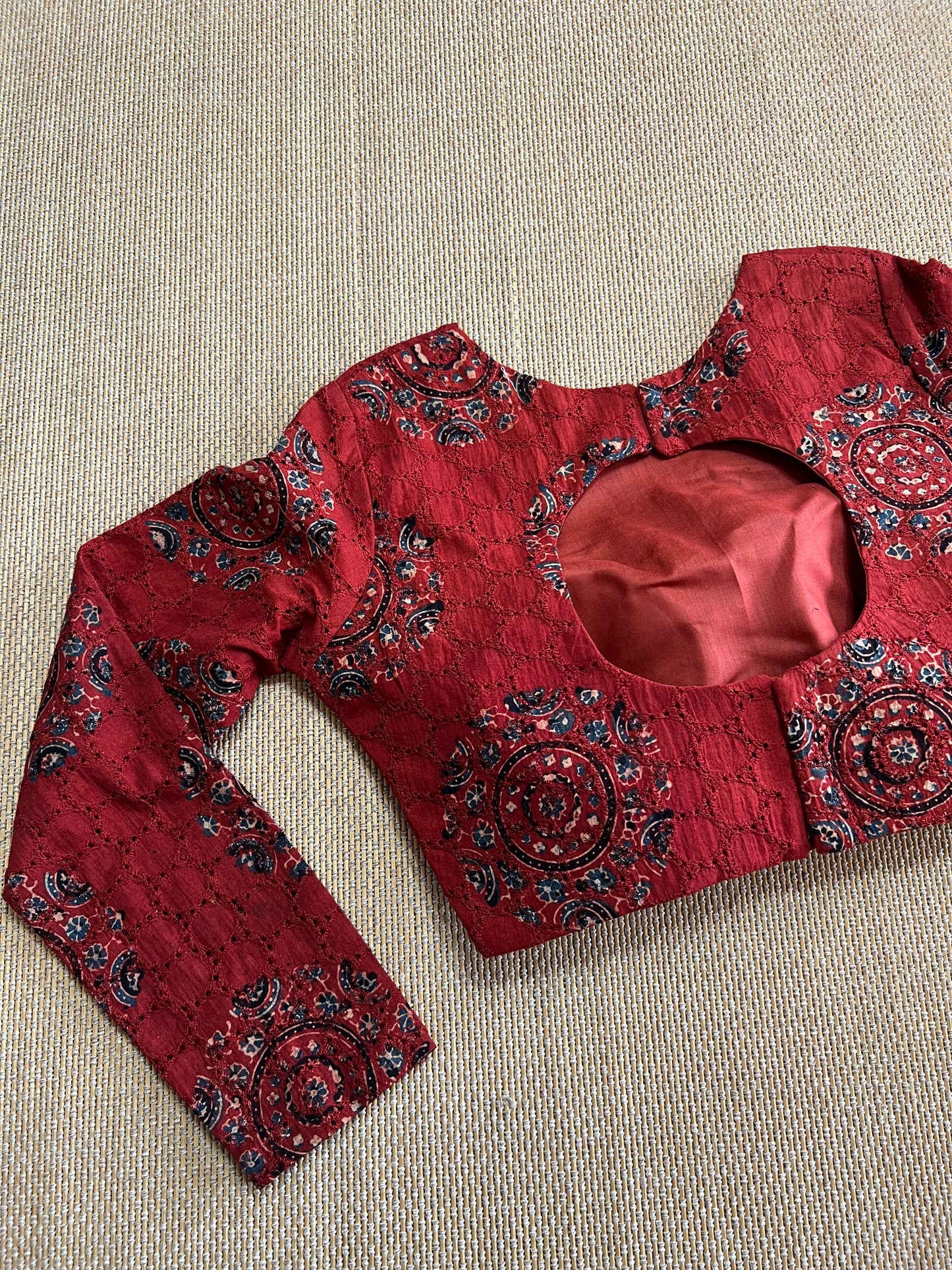 Hakoba cotton ajrakh ready made blouse