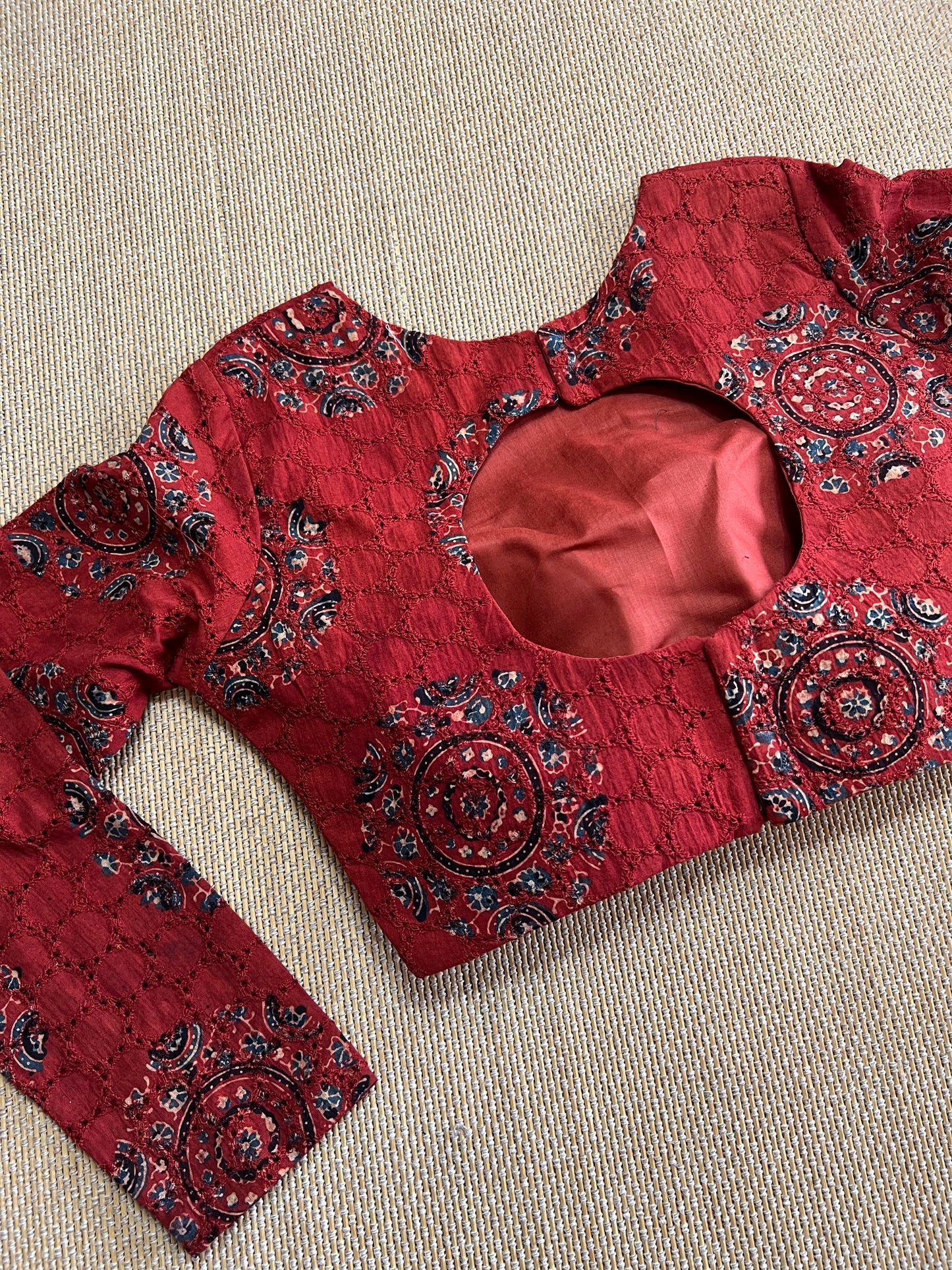 Hakoba cotton ajrakh ready made blouse