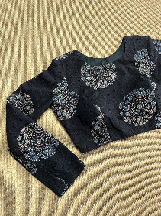 Hakoba cotton ajrakh ready made blouse