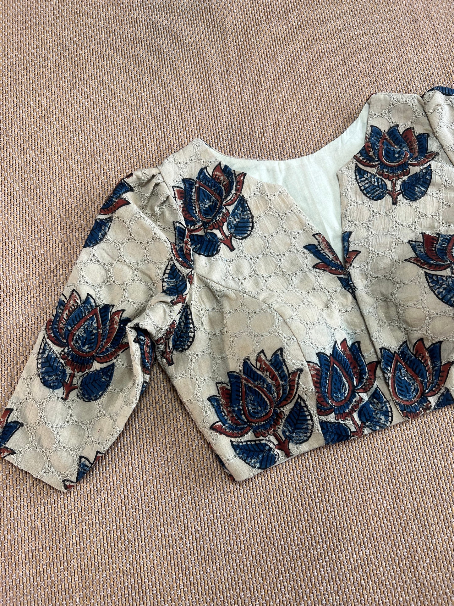Hakoba cotton ajrakh ready made blouse