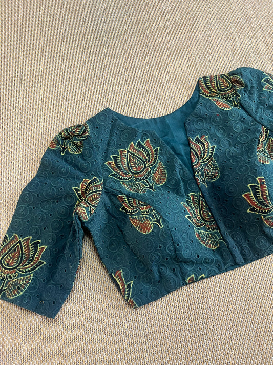 Hakoba cotton ajrakh ready made blouse