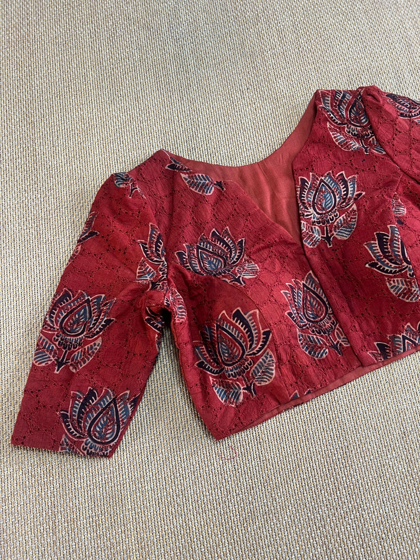Hakoba cotton ajrakh ready made blouse