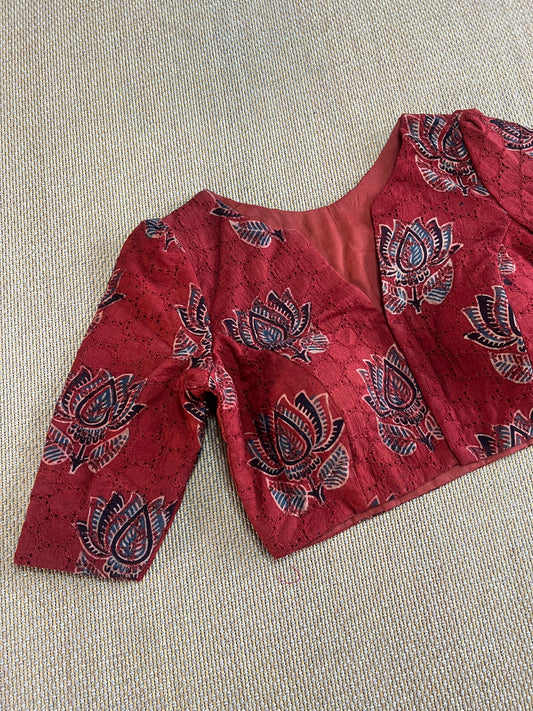 Hakoba cotton ajrakh ready made blouse