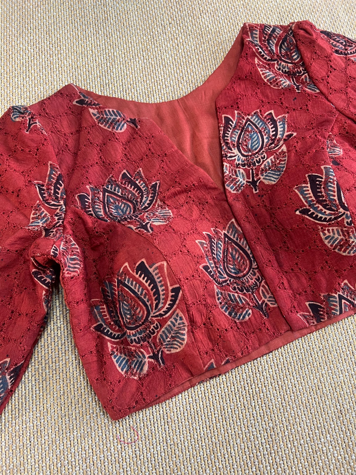 Hakoba cotton ajrakh ready made blouse