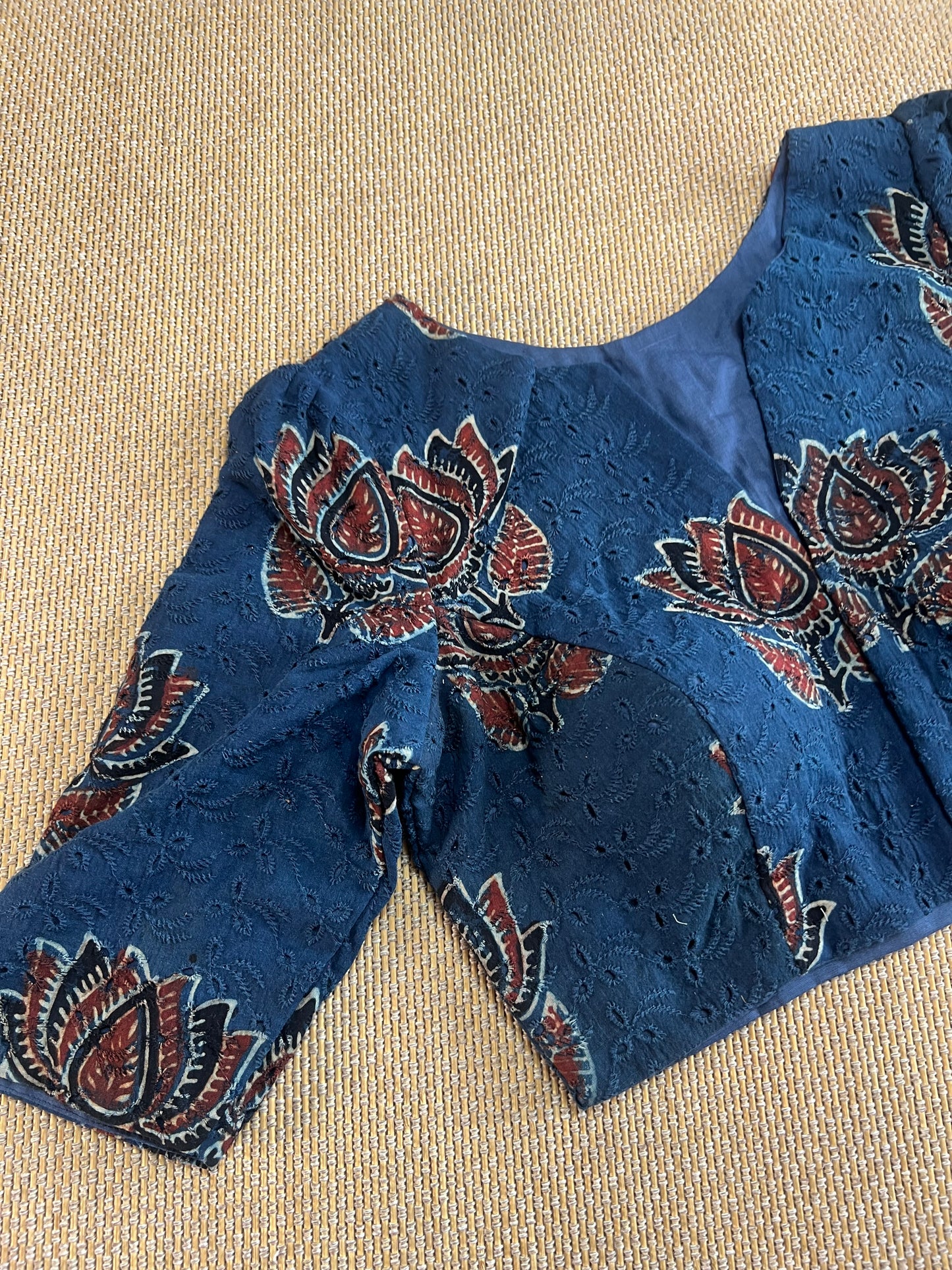 Hakoba cotton ajrakh ready made blouse