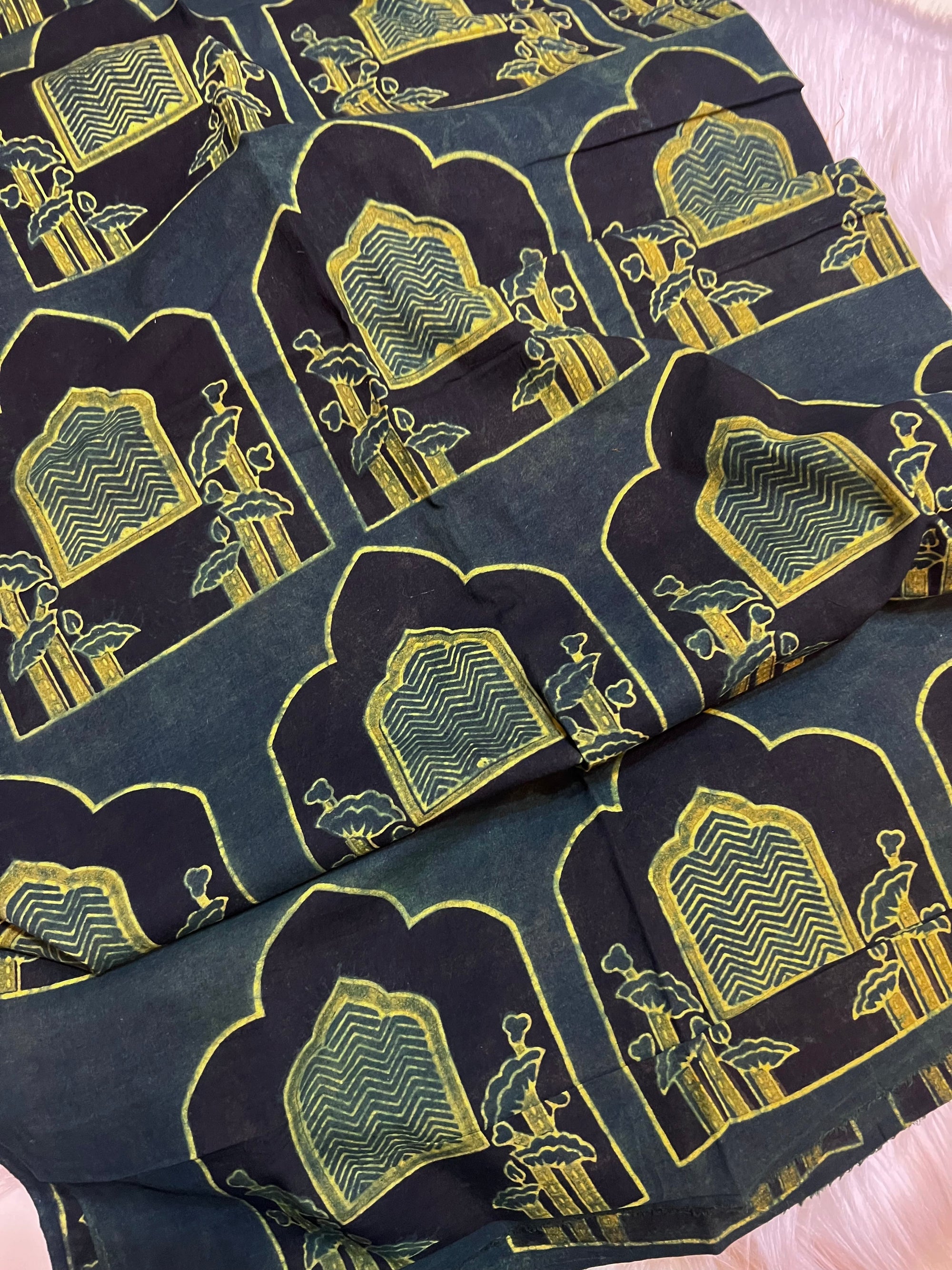 Copy of Ajrakh cotton fabrics ( base colour green  )