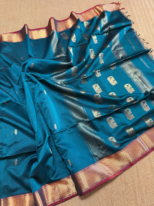 Pure Handloom Maheswar Silk Cotton Saree
