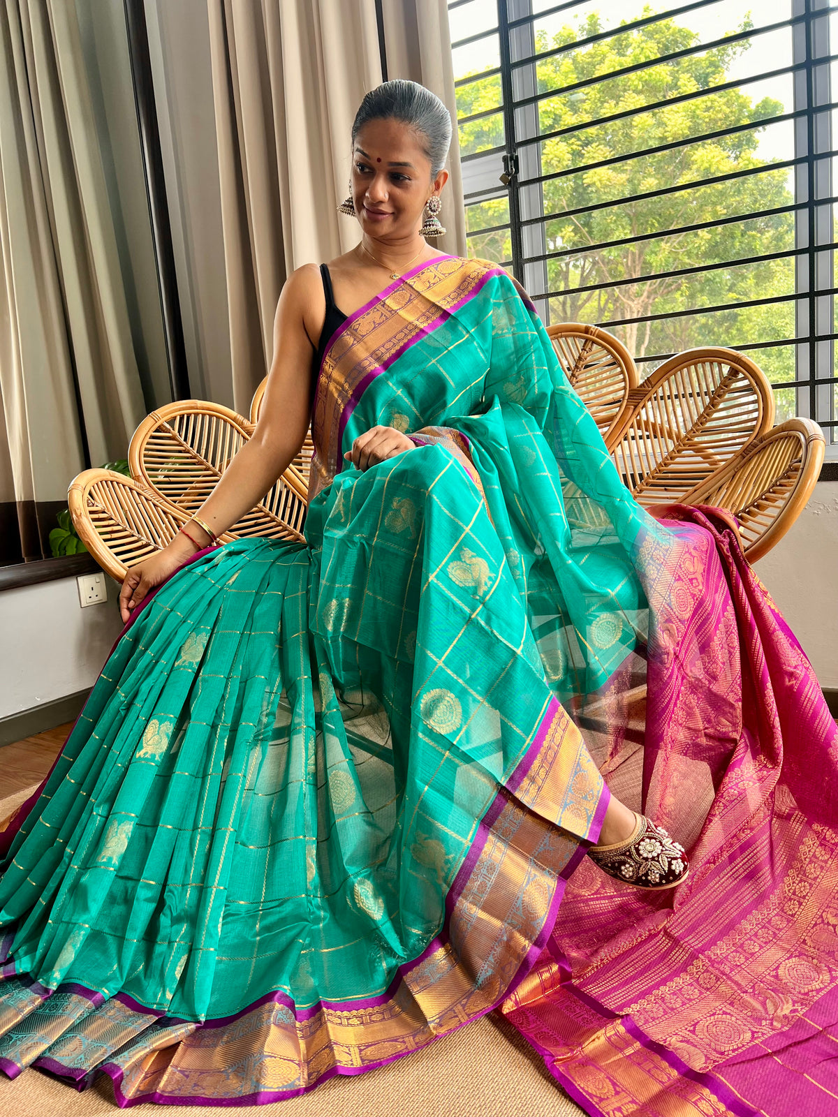 Pure Handloom Mangalagiri Pattu by cotton saree