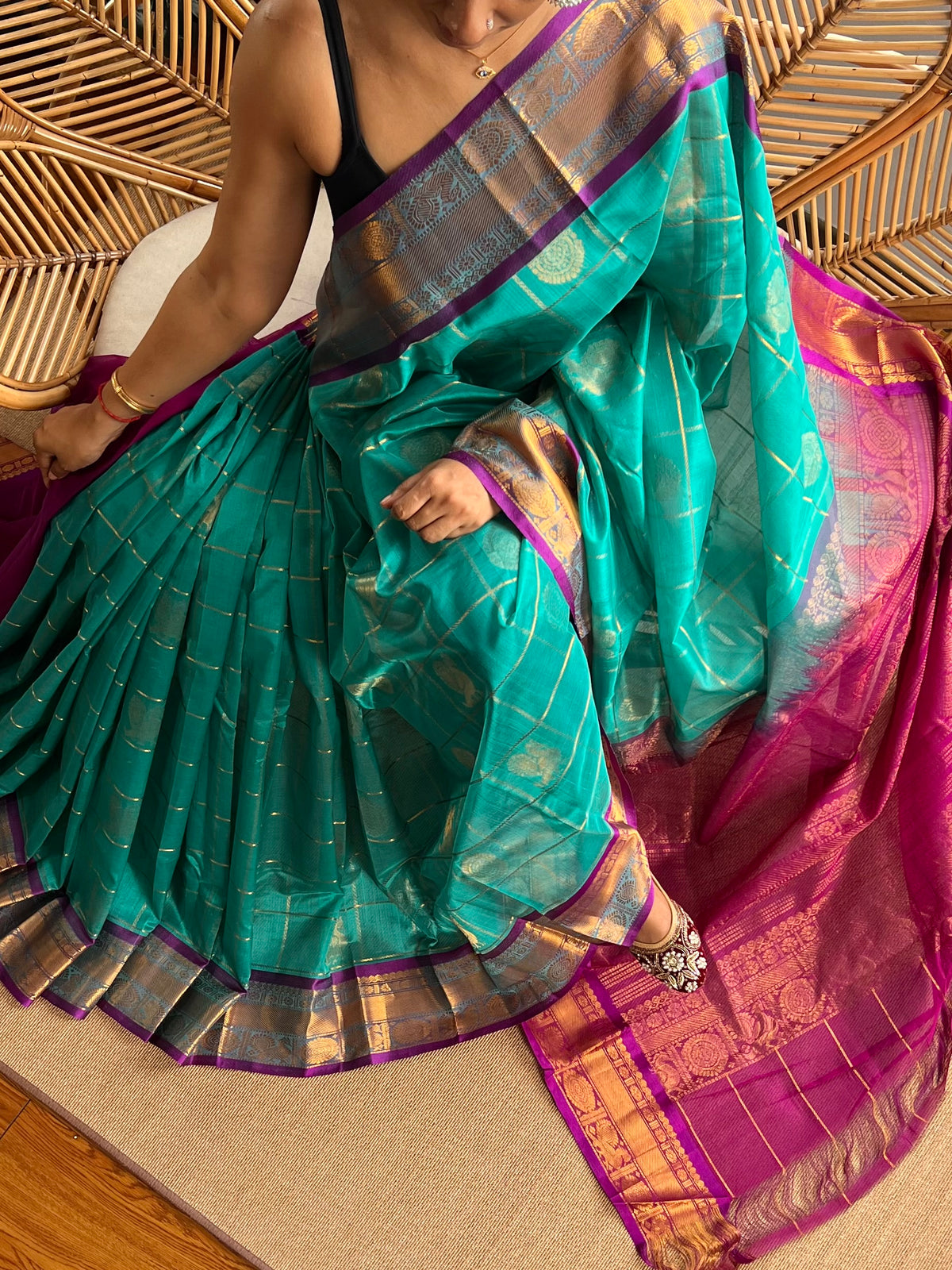 Pure Handloom Mangalagiri Pattu by cotton saree