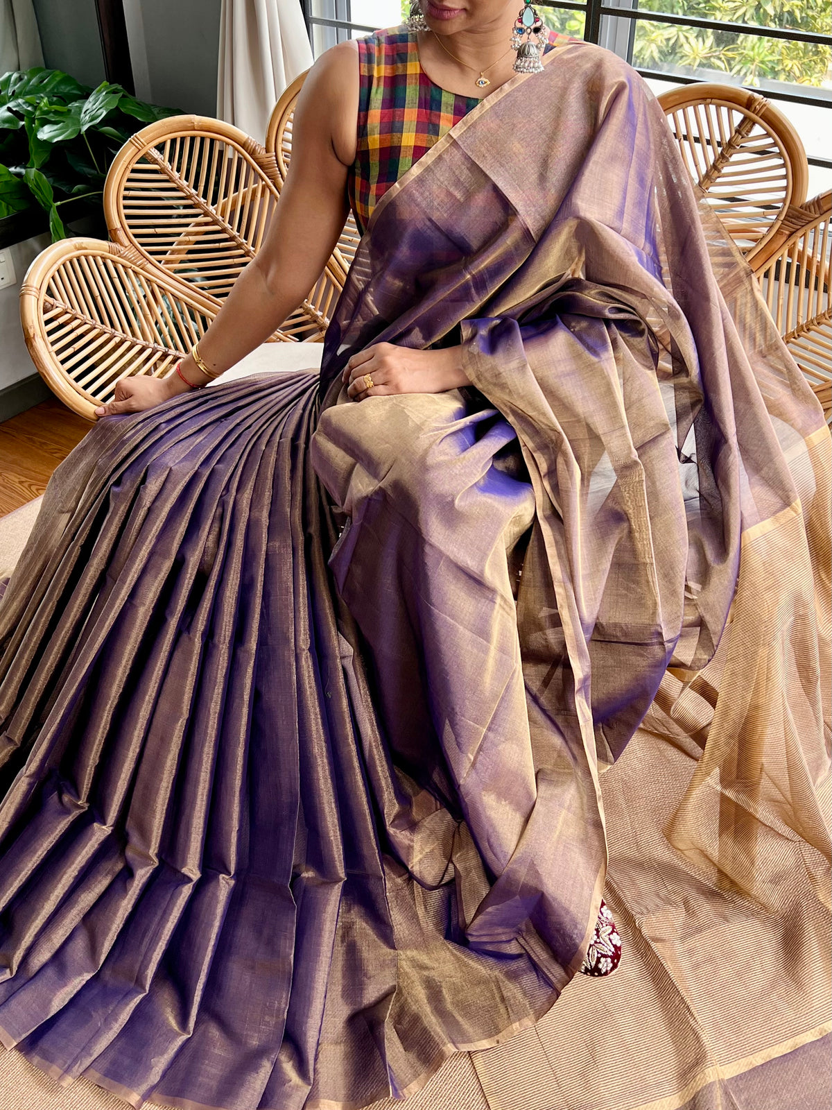 Pure Handloom Maheswar Tissue Zari Silk saree