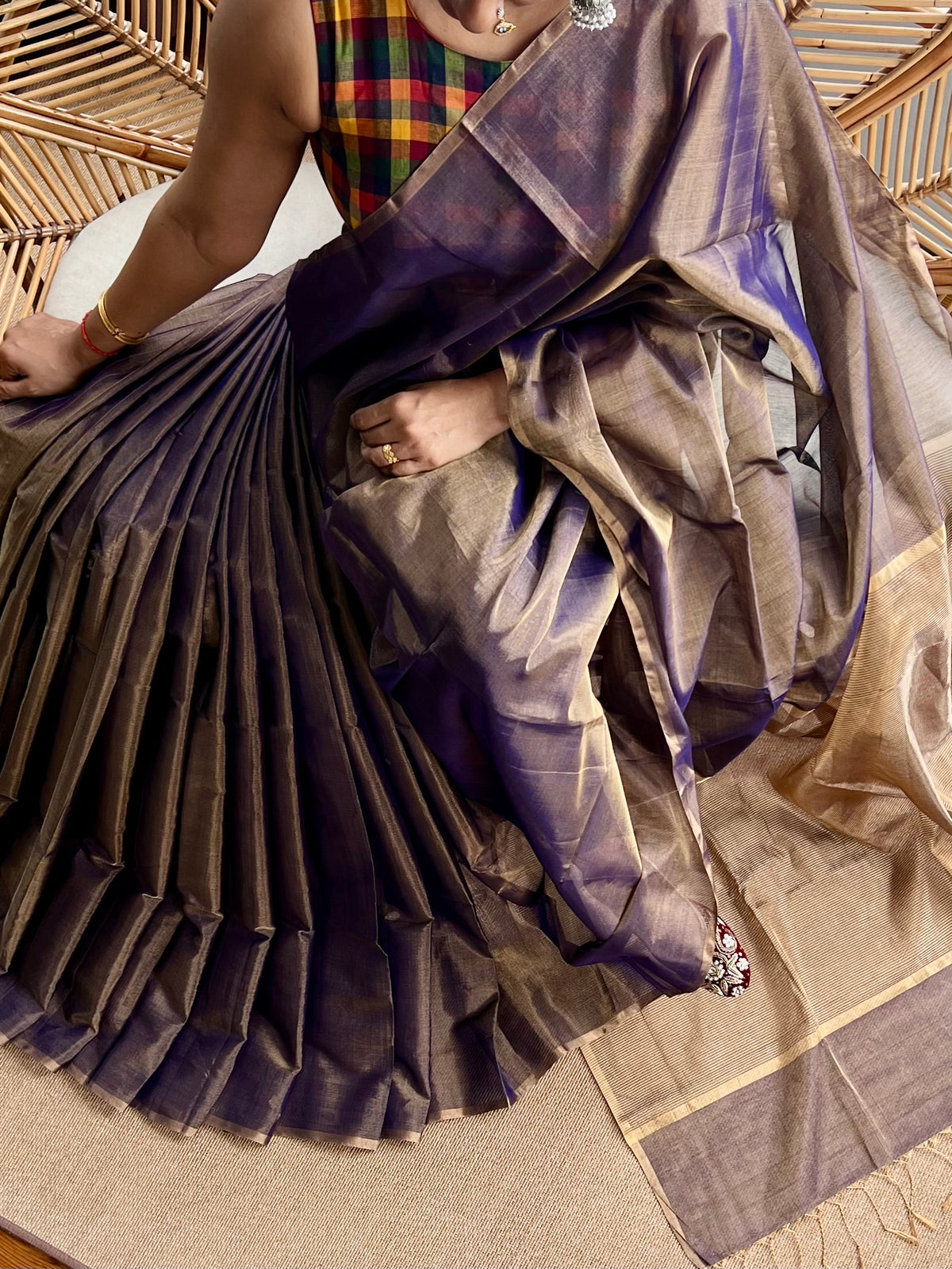 Pure Handloom Maheswar Tissue Zari Silk saree