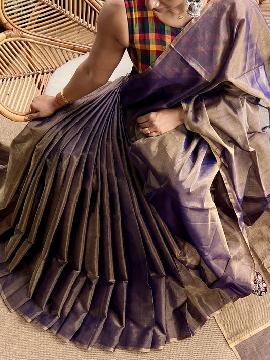 Pure Handloom Maheswar Tissue Zari Silk saree