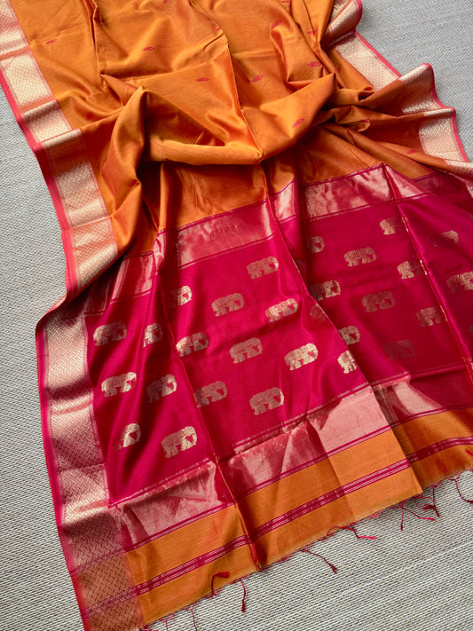 Pure Handloom Maheswar Silk Cotton Saree