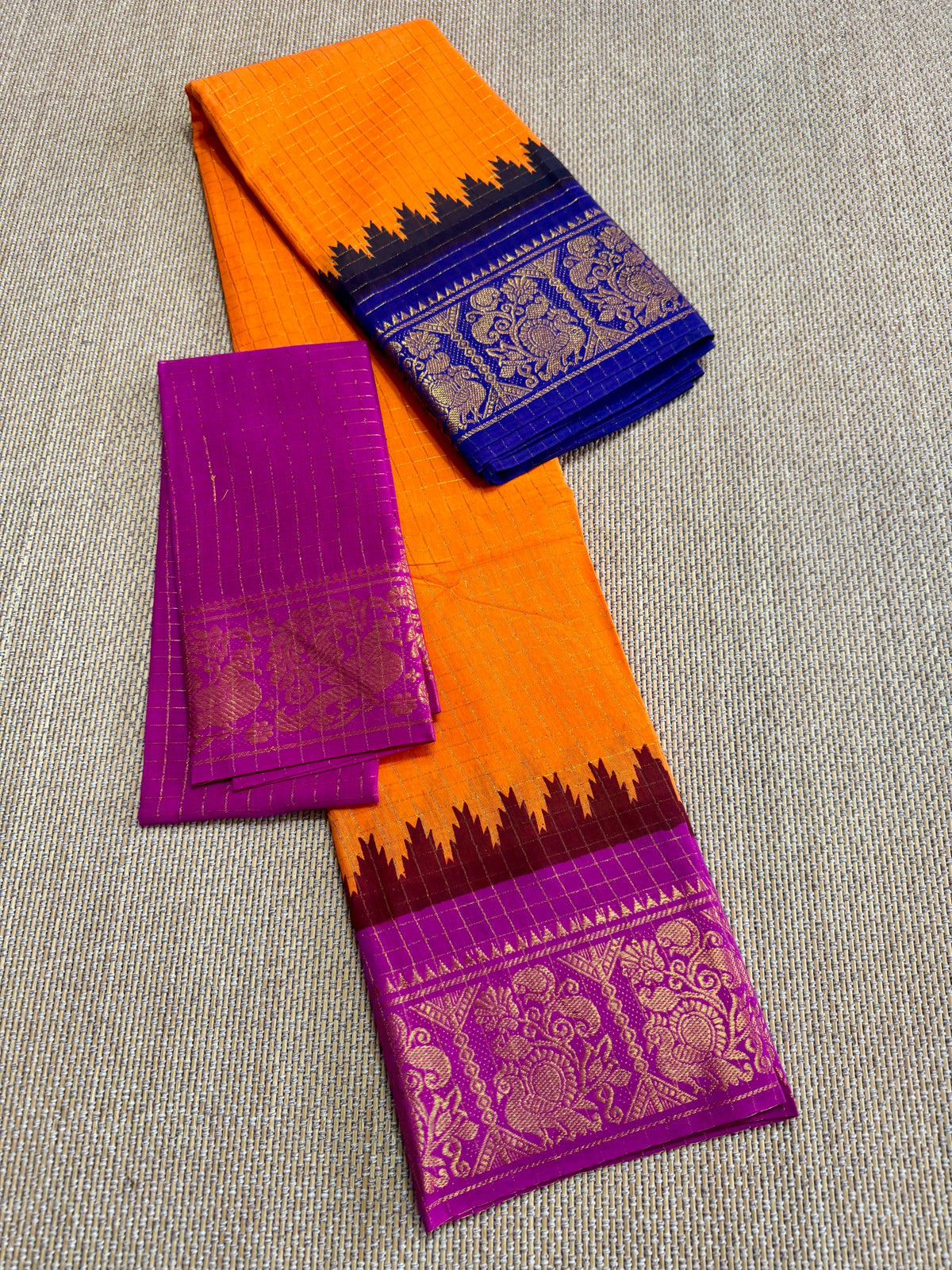 Traditional  ganga JAMUNA Border :  Madurai saree