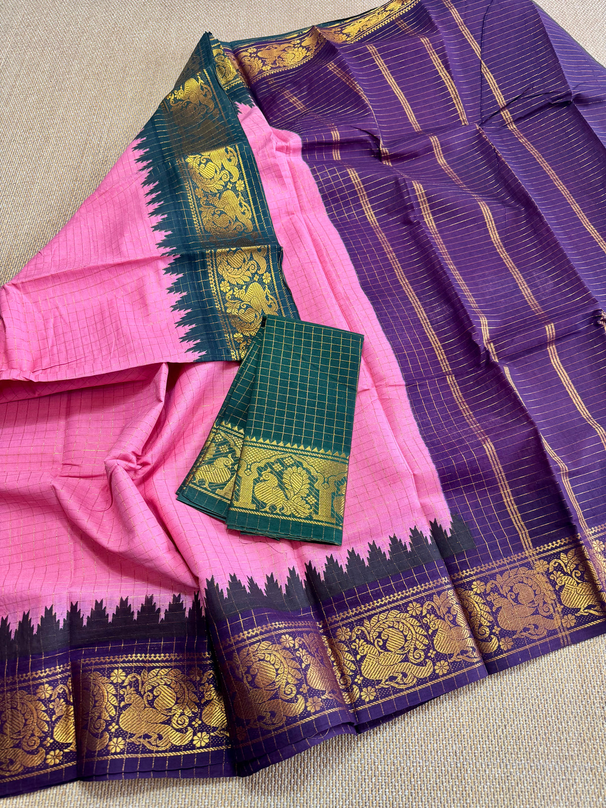 Traditional  ganga JAMUNA Border :  Madurai saree