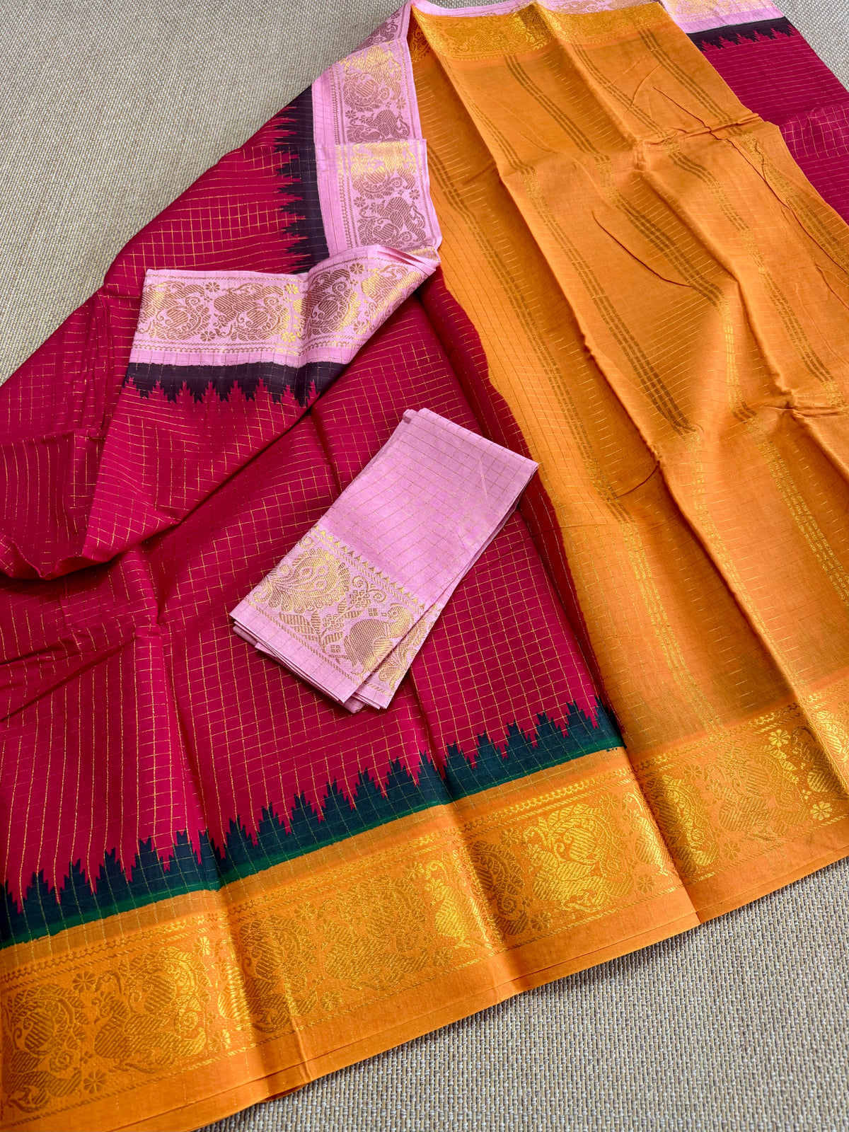 Traditional  ganga JAMUNA Border :  Madurai saree