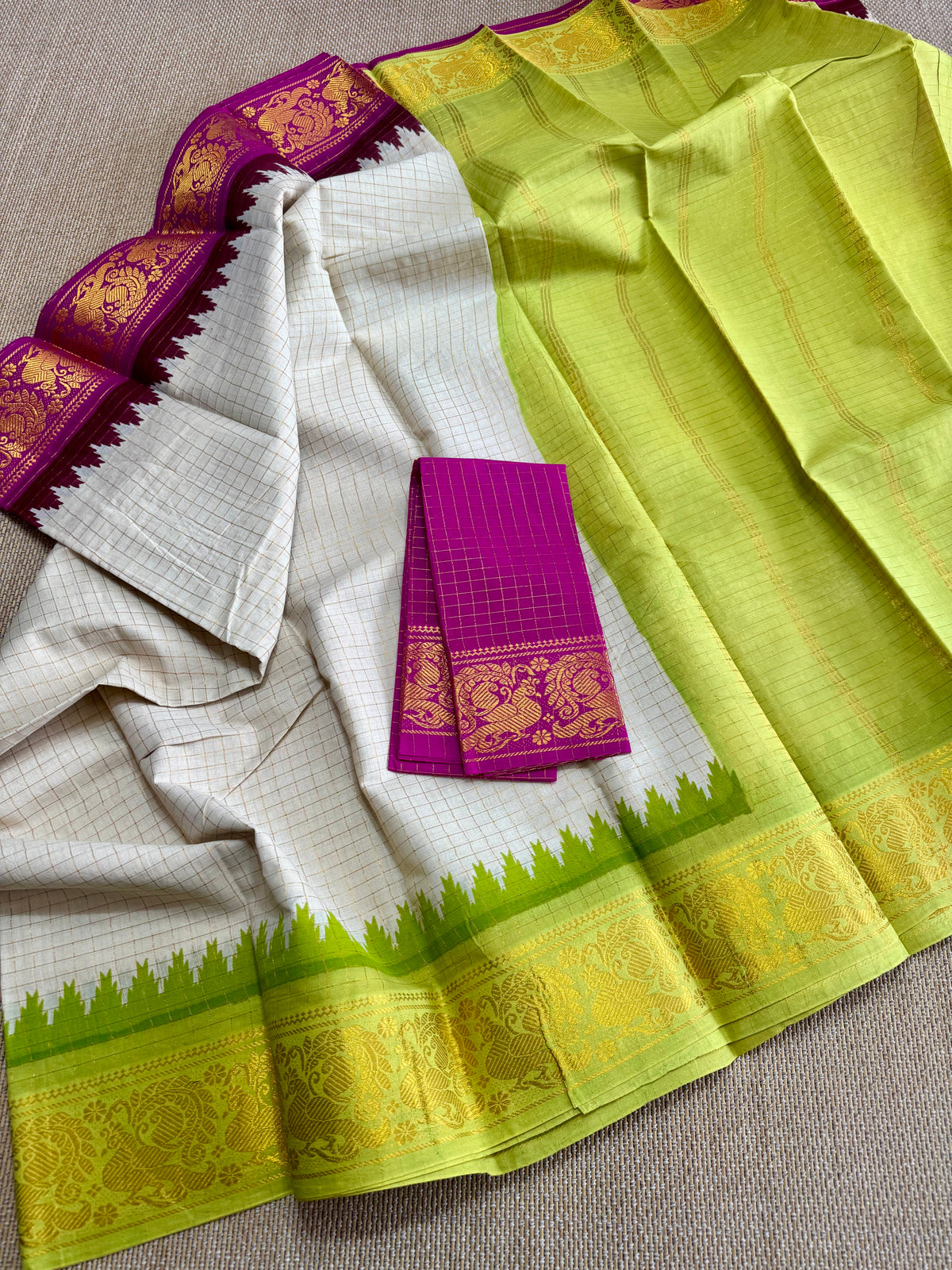Traditional  ganga JAMUNA Border :  Madurai saree