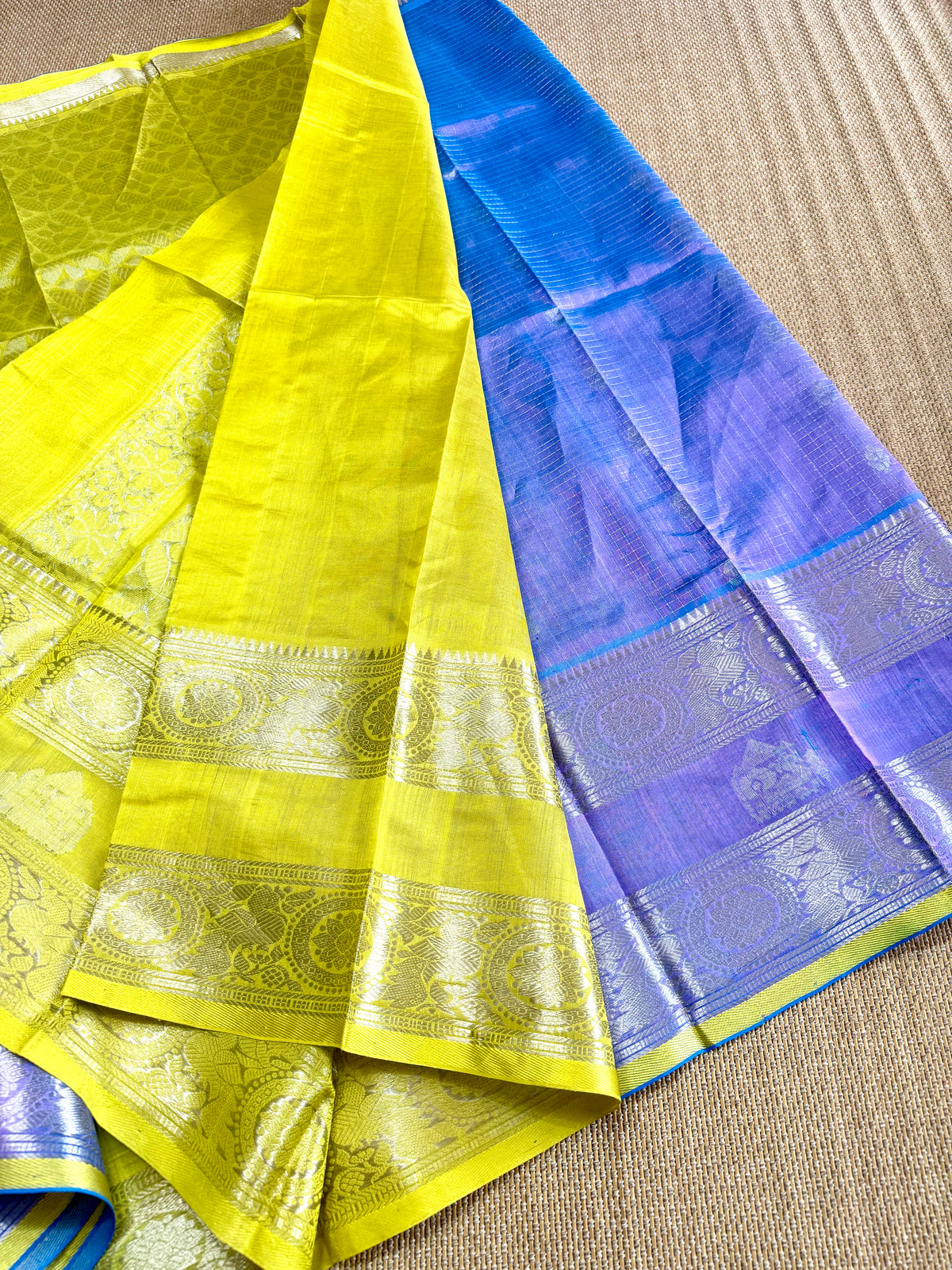 Pure Handloom Mangalagiri Pattu by cotton saree