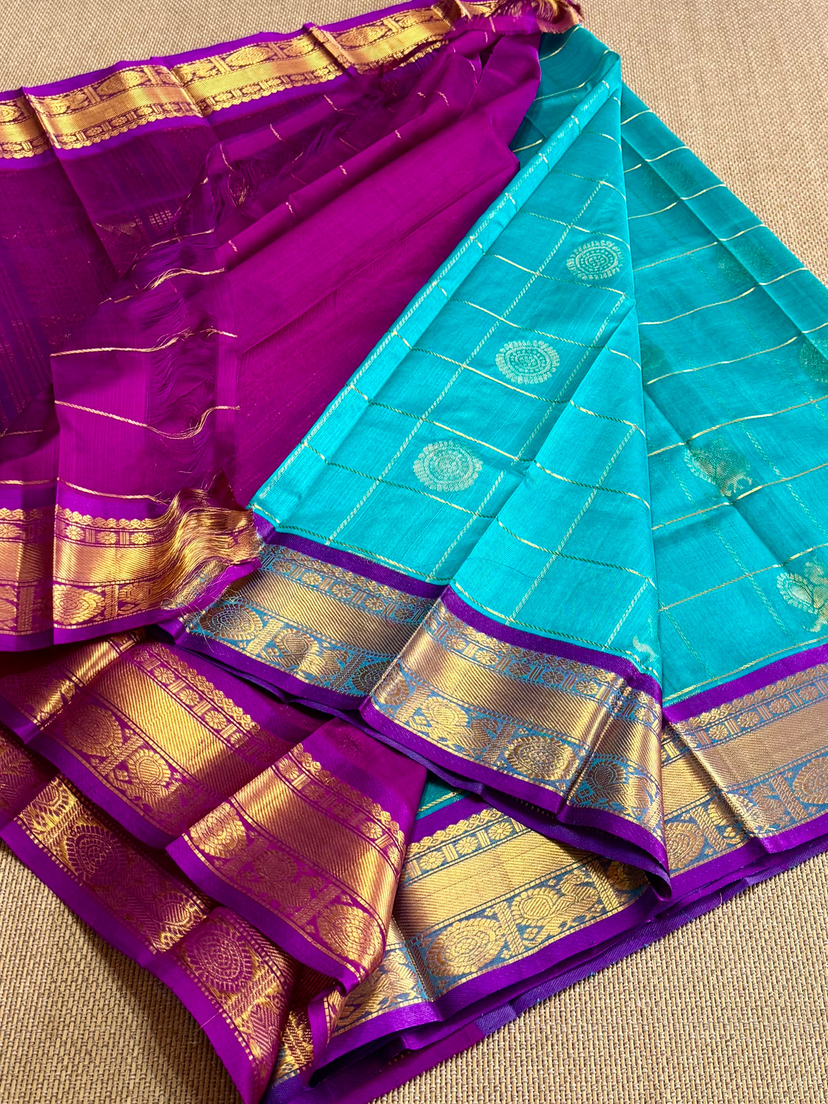 Pure Handloom Mangalagiri Pattu by cotton saree