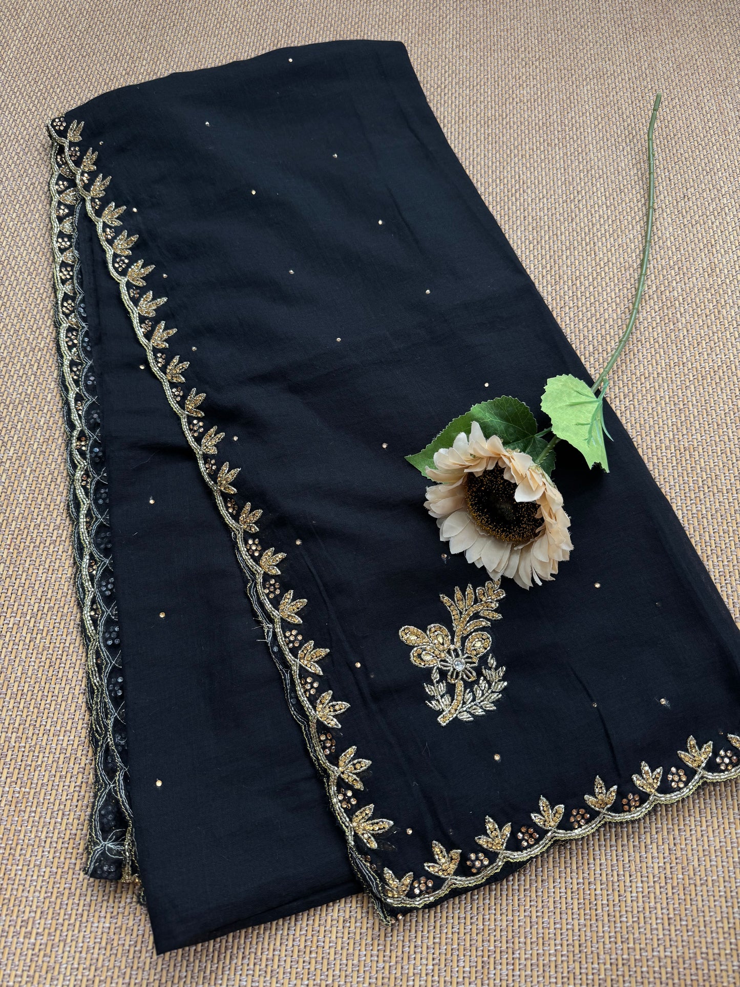 Mul Cotton Saree with Zardosi Work