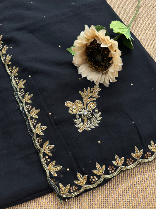 Mul Cotton Saree with Zardosi Work