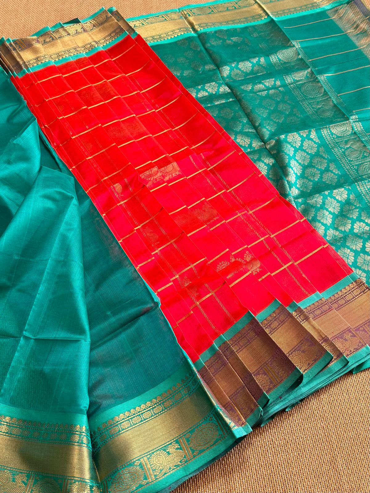 Pure Handloom Mangalagiri Pattu by cotton saree
