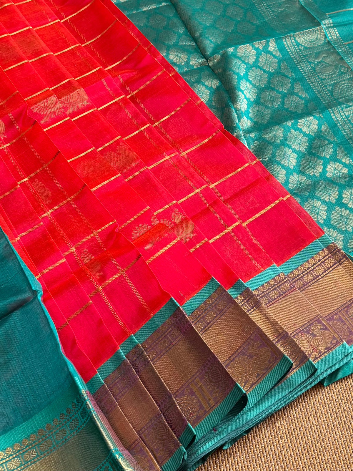 Pure Handloom Mangalagiri Pattu by cotton saree