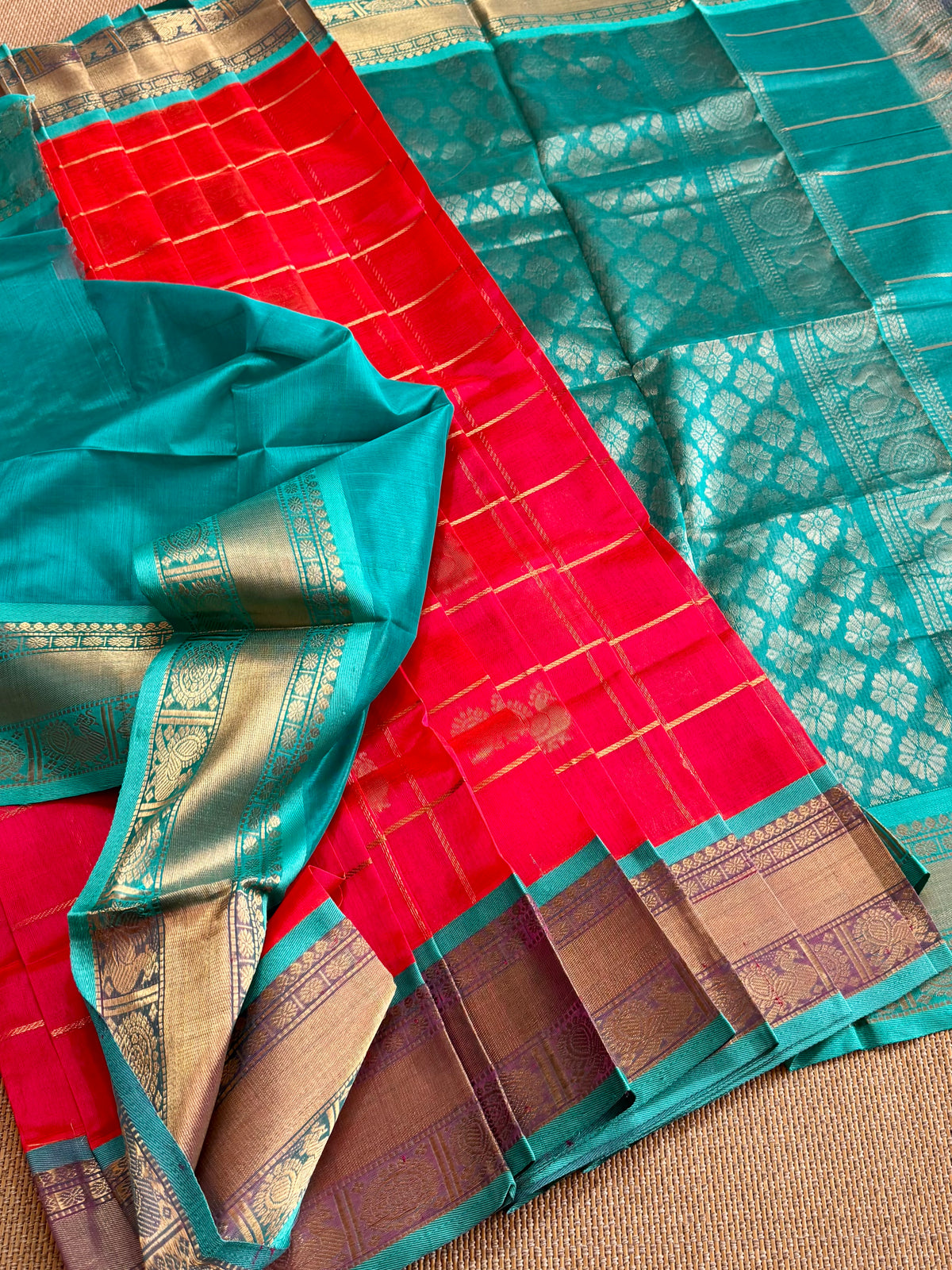 Pure Handloom Mangalagiri Pattu by cotton saree