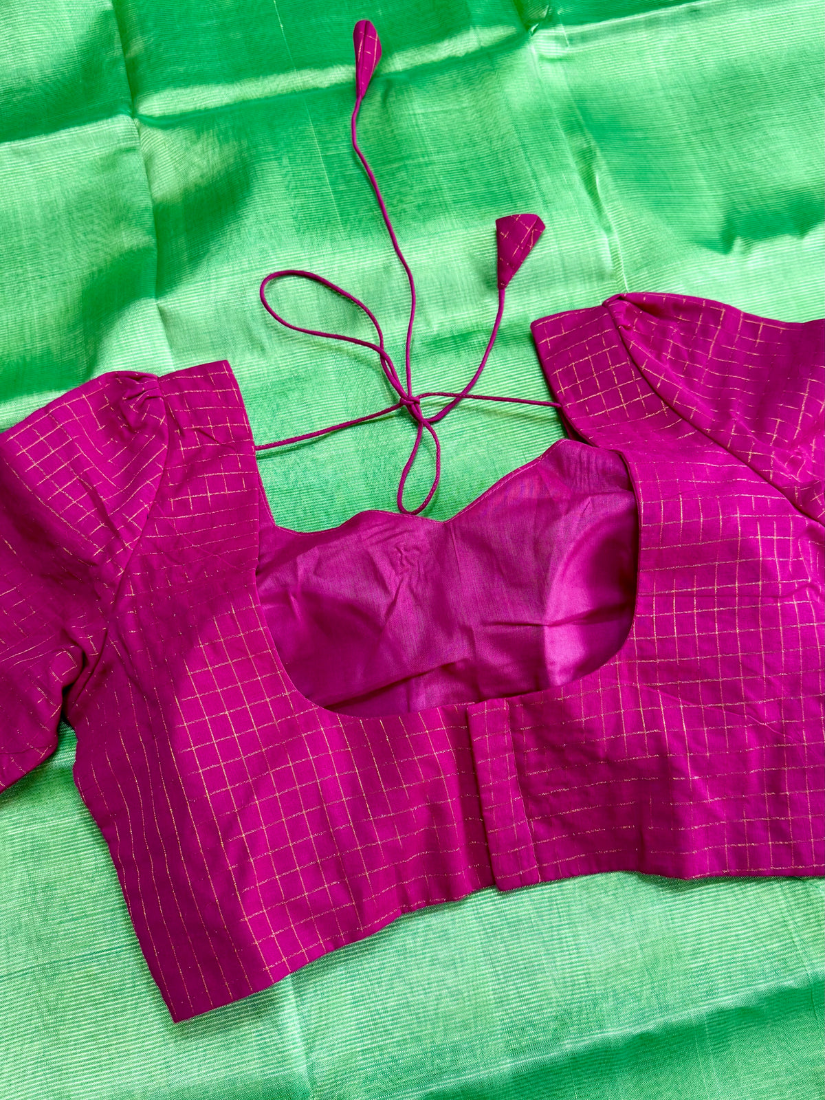 Hot Pink- Madurai Cotton Saree Blouse