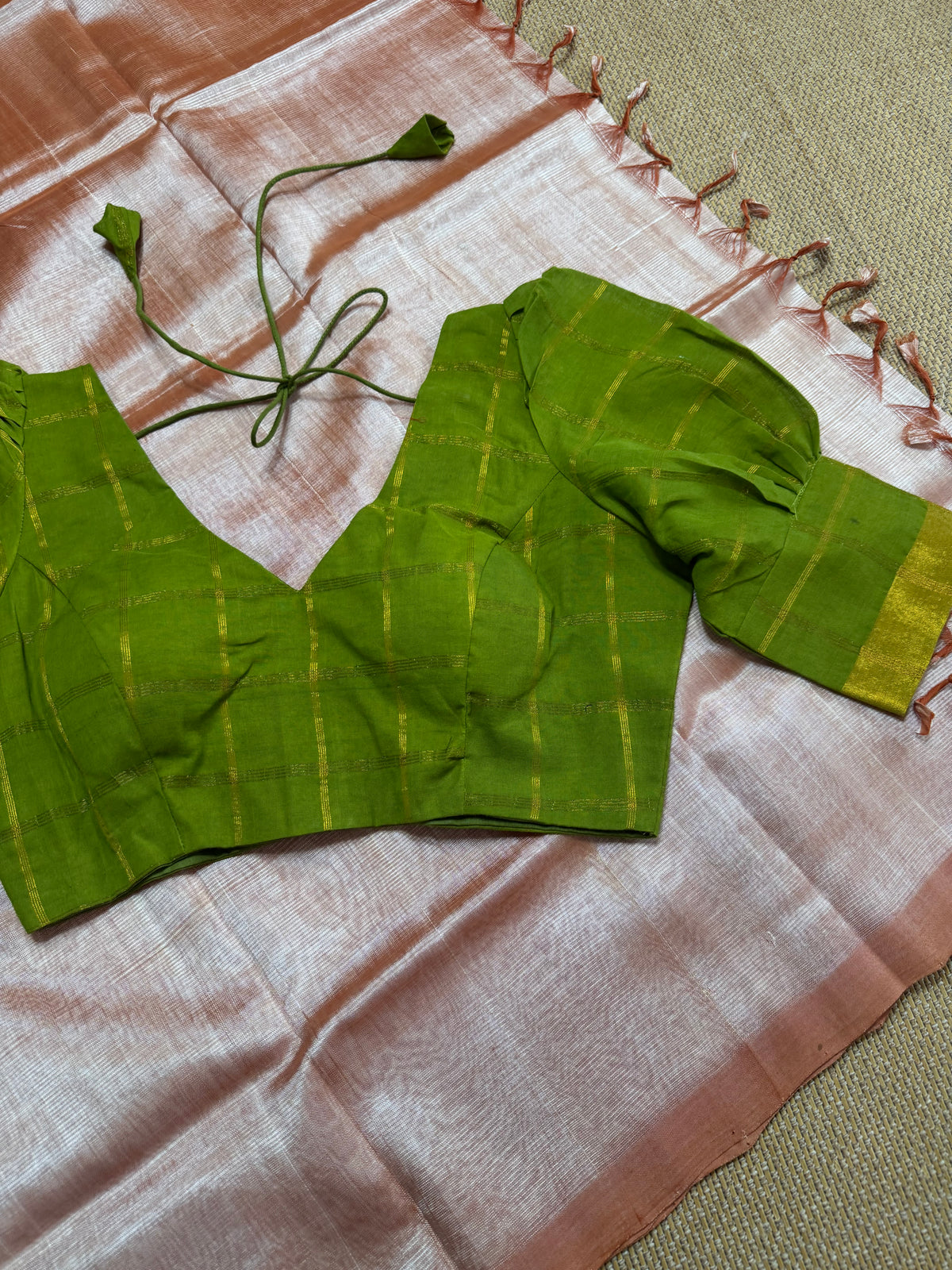 Parrot green -Madurai Cotton Saree Blouse
