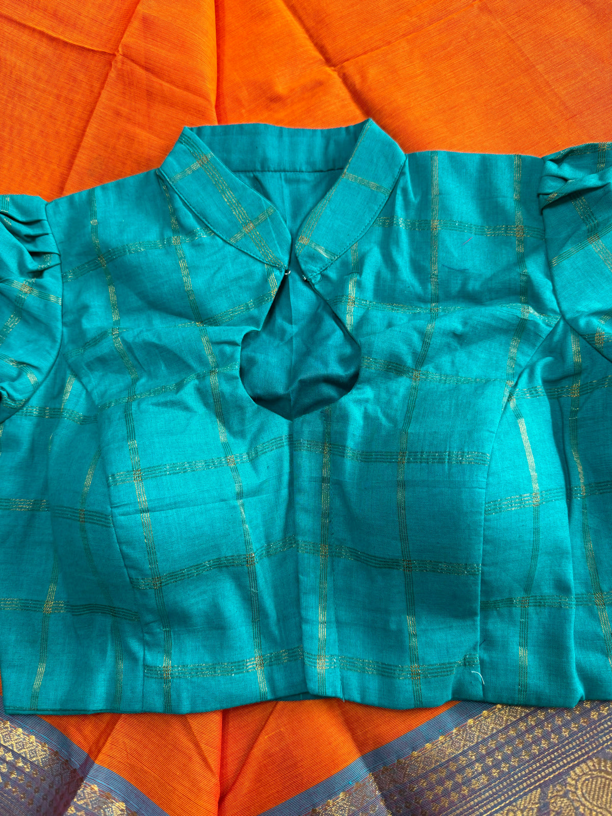 Turqoise - Madurai Cotton Saree Blouse