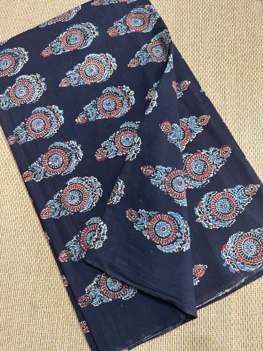 Pure Hand Block Print Ajrakh on Cotton Fabric