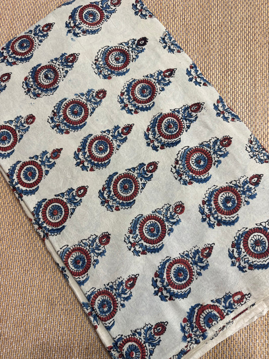 Pure Hand Block Print Ajrakh on Cotton Fabric