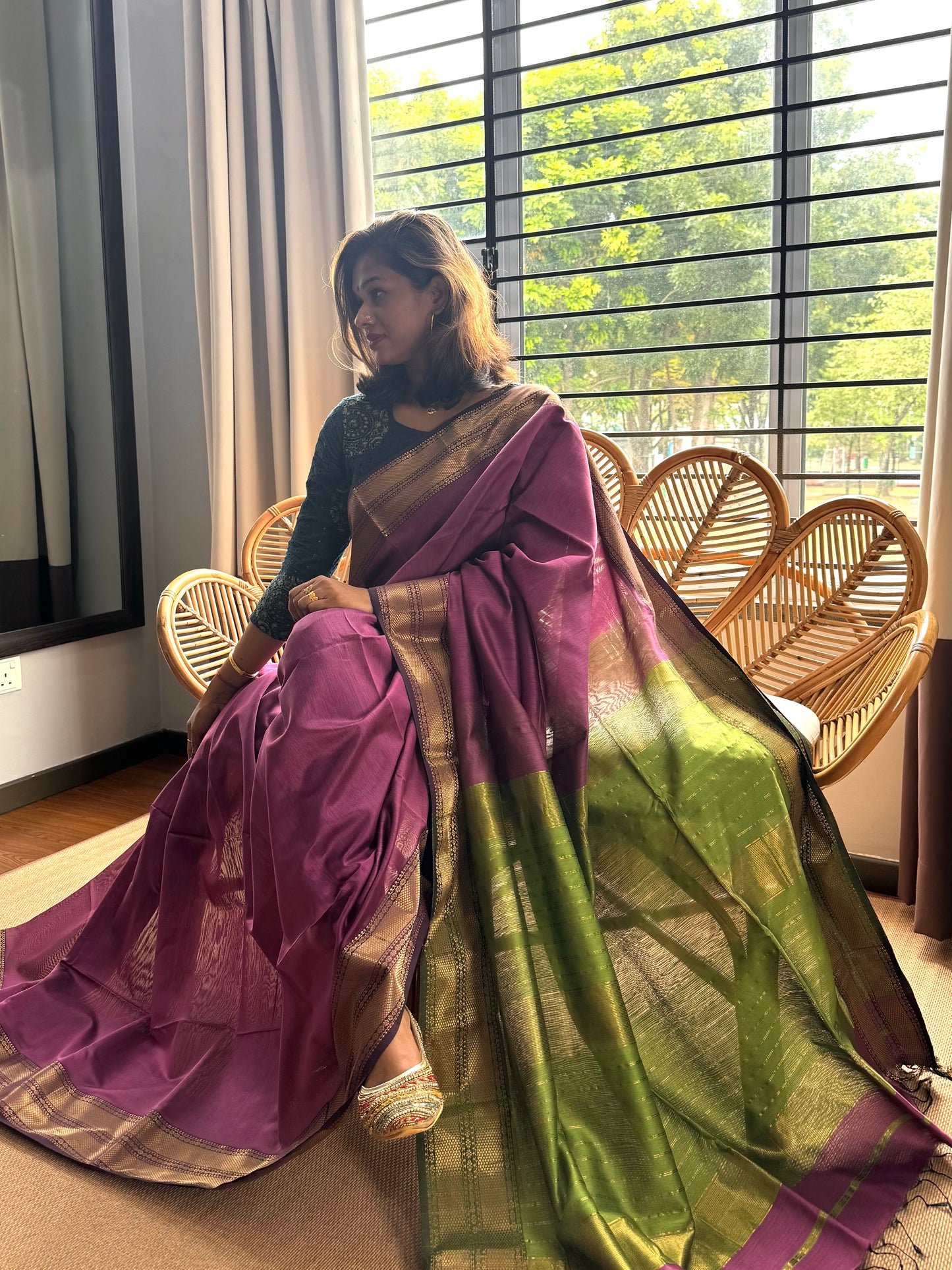 Pure Handloom Maheswar Silk Cotton Saree