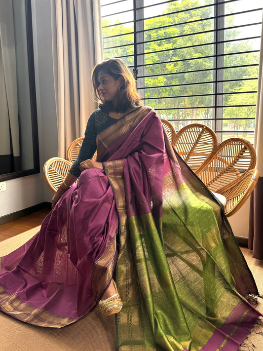 Pure Handloom Maheswar Silk Cotton Saree