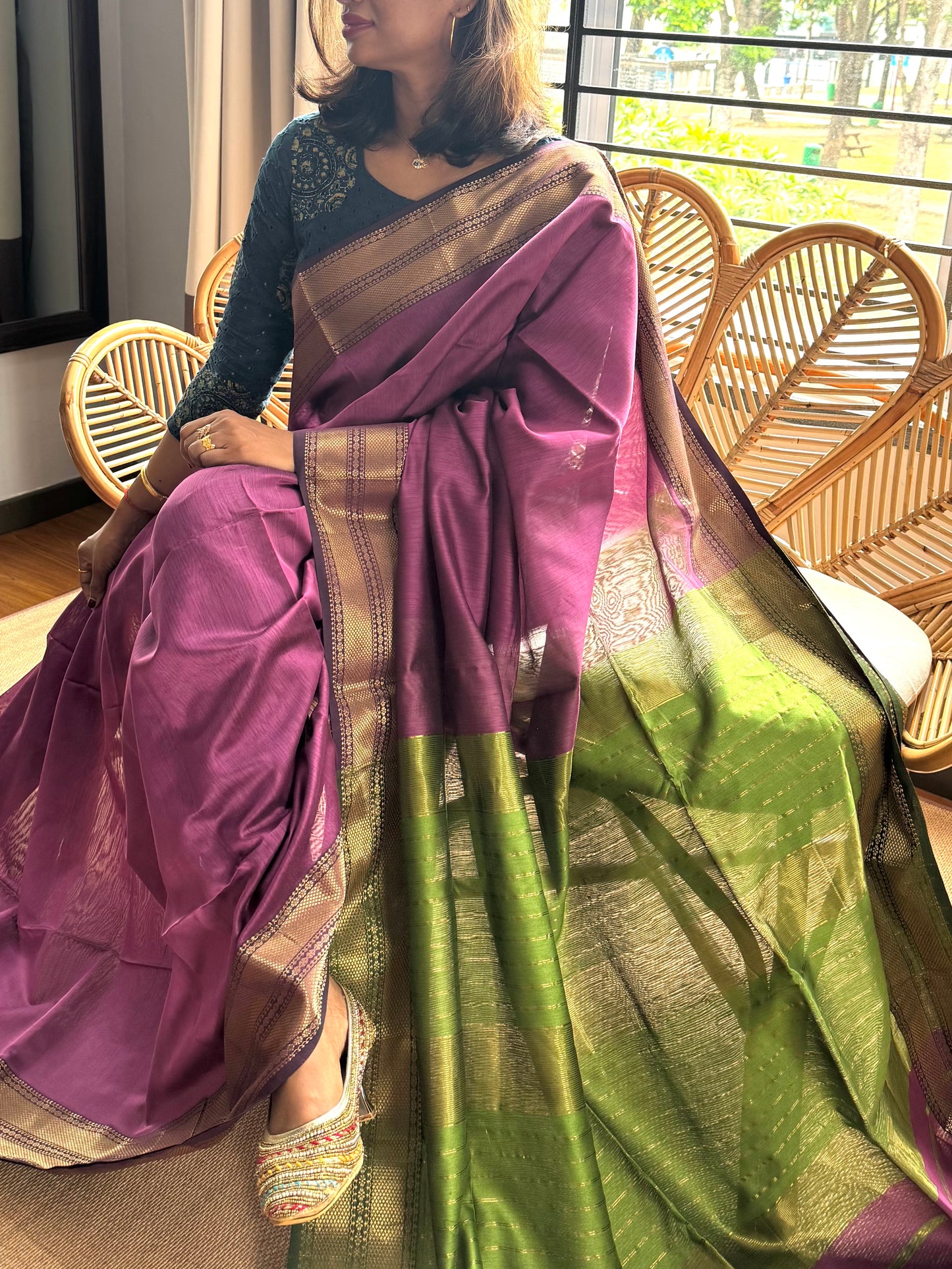 Pure Handloom Maheswar Silk Cotton Saree
