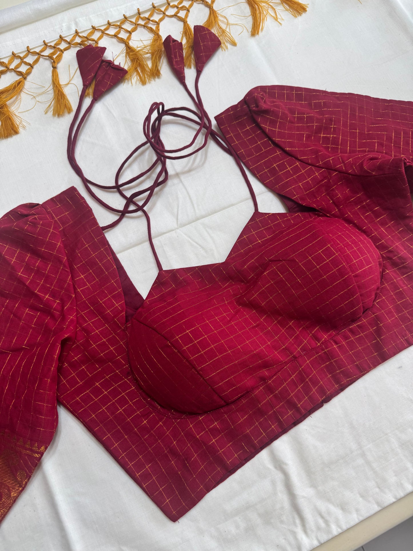 Red Zari Kattam - Madurai Cotton Saree Blouse