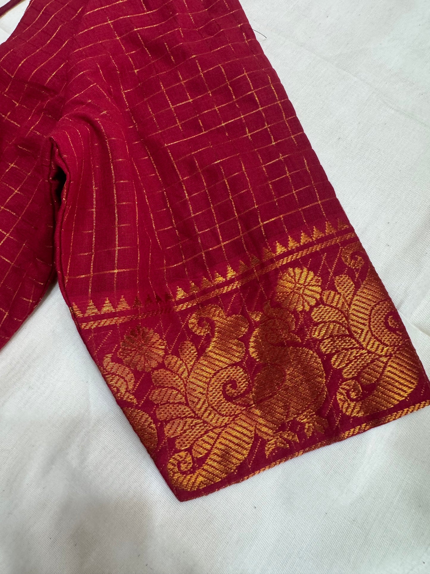 Red Zari Kattam - Madurai Cotton Saree Blouse
